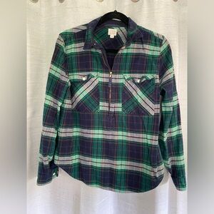 J Crew Half Zip Flannel